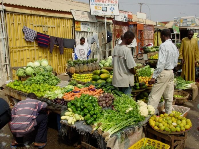 Shoppers and traders at Wuse Market in Nigeria